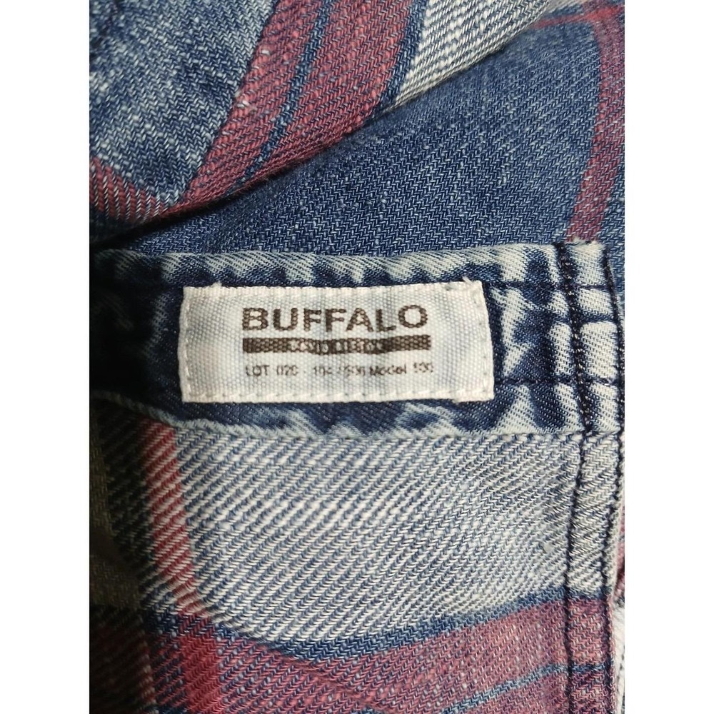 Buffalo David Bitton Mens Plaid Western Button Up Shirt Blue Red Model 100 Large - Picture 7 of 8